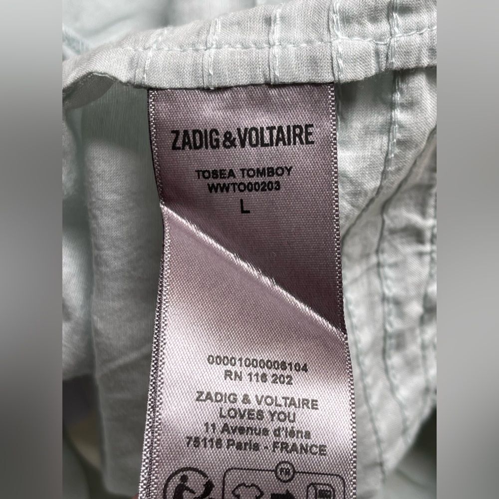 ZADIG & VOLTAIRE tosea top in celadon cottage-core girly Large NWT - Picture 13 of 14